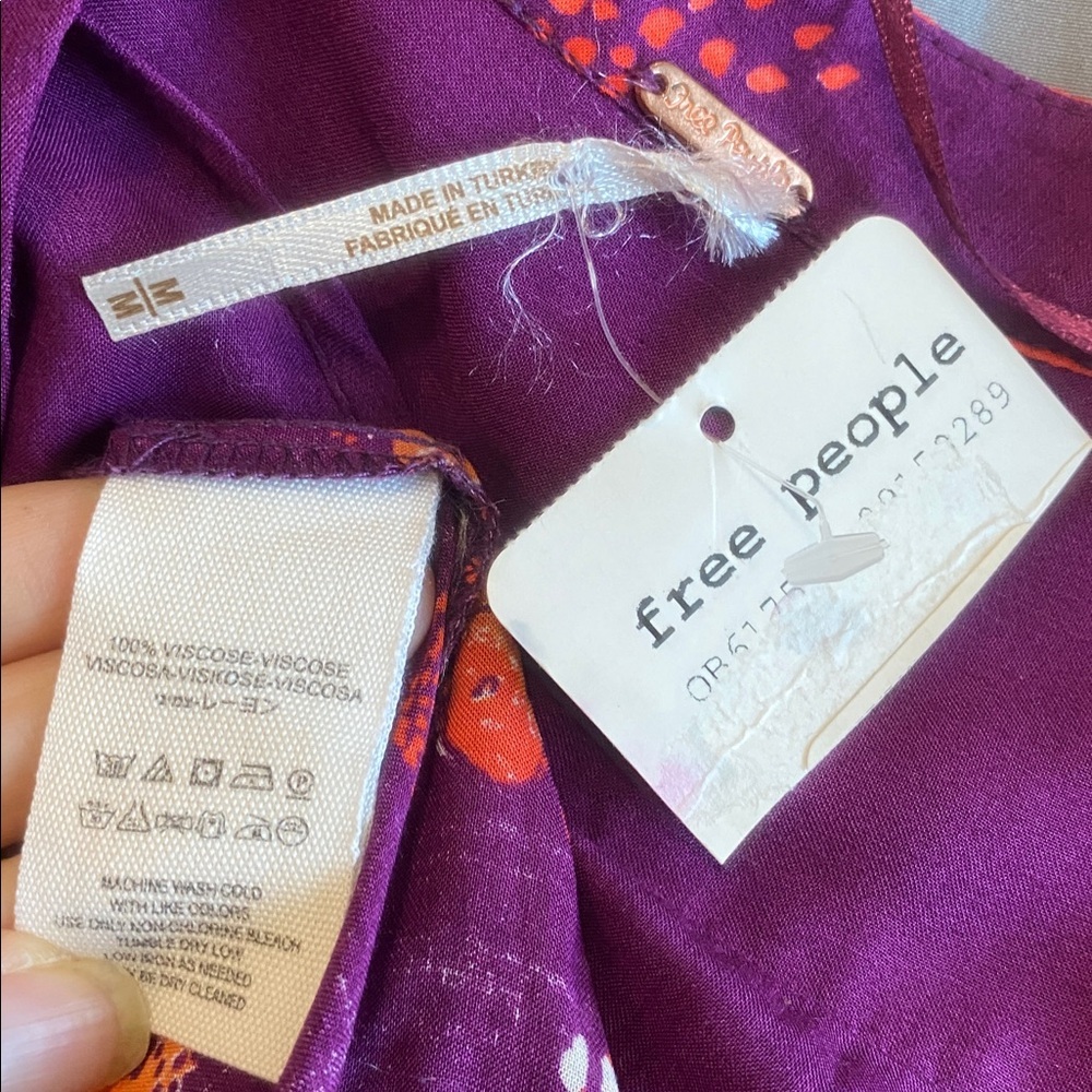 Free People Tuscan Dreams Tunic dress Plum Bell Sleeve size Medium NWT - Picture 15 of 16